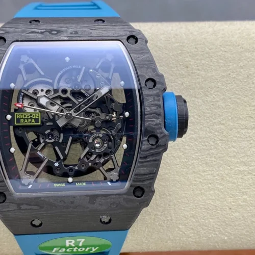 Custom RM035-02 NTPT PPMF 1:1 Best Edition Blue Crown on Nylon Strap Custom Vaucher Movement