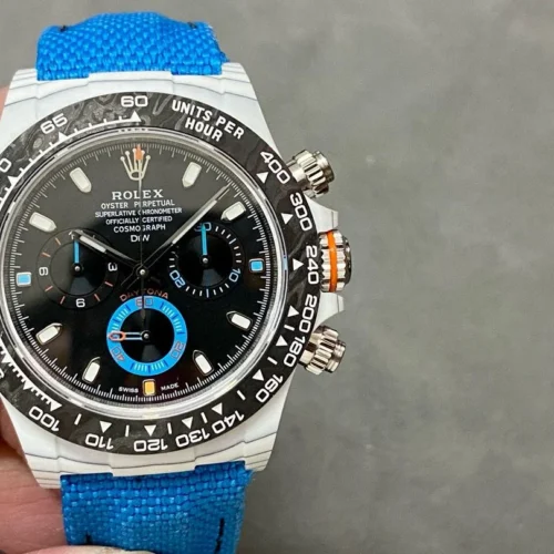 Daytona DIW White Carbon N6F 1:1 Best Edition Black Dial on Blue Nylon Strap SA4130