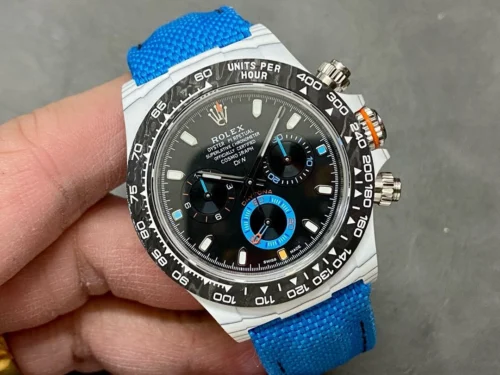 Daytona DIW White Carbon N6F 1:1 Best Edition Black Dial on Blue Nylon Strap SA4130 - Image 2