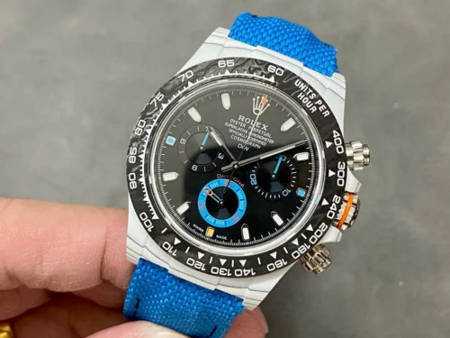 Daytona DIW White Carbon N6F 1:1 Best Edition Black Dial on Blue Nylon Strap SA4130 - Image 4
