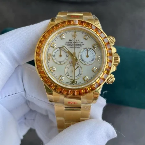 Daytona 116578SACO “Orange Sapphire” SONIC 1:1 Best Edition White Dial on RG Becelet SA4130