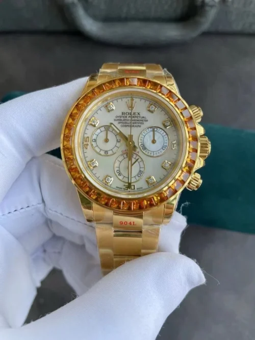 Daytona 116578SACO “Orange Sapphire” SONIC 1:1 Best Edition White Dial on RG Becelet SA4130