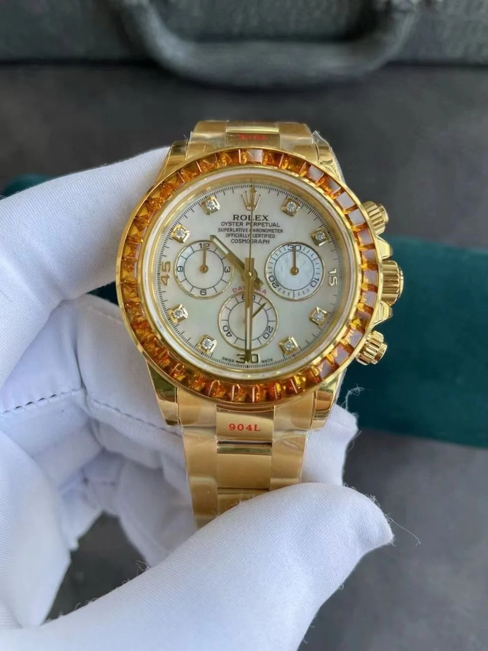 Daytona 116578SACO “Orange Sapphire” SONIC 1:1 Best Edition White Dial on RG Becelet SA4130