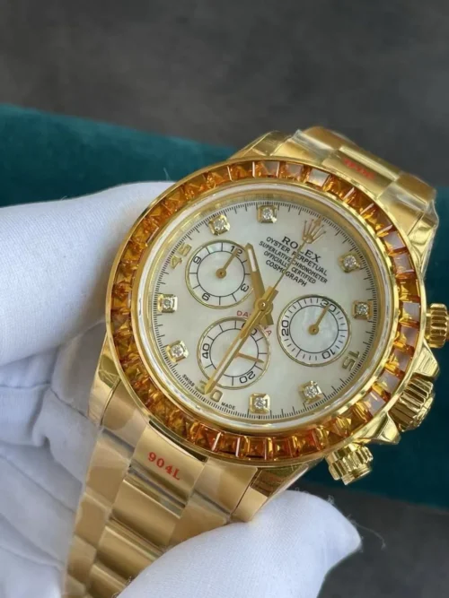 Daytona 116578SACO “Orange Sapphire” SONIC 1:1 Best Edition White Dial on RG Becelet SA4130 - Image 5