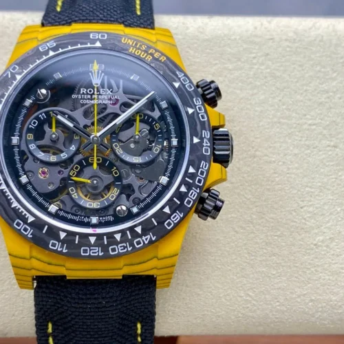 Daytona DIW Yellow Carbon DIWF 1:1 Best Edition Skeleton Dial on Black Nylon Strap DD4801