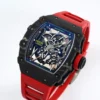 RM035-02 Real Black NTPT VAF 1:1 Best Edition Skeleton Dial On Red Rubber Strap RMAL1 Super Clone V2 - Image 6