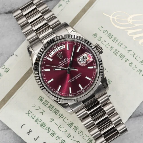 Day Date 36 SS QF 1:1 Best Edition 904L Steel Red Stick Dial on President Bracelet VR3255 V3