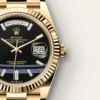 Day Date 40 YG TMF 1:1 Best Edition Black Crystal Dial on President Bracelet VR3255 (220g) - Image 3