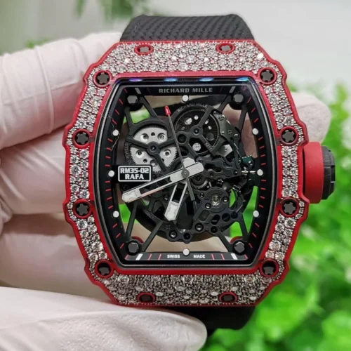 Custom RM035-02 Red NTPT PPMF 1:1 Best Edition Red Crown on Nylon Strap Custom Vaucher Movement