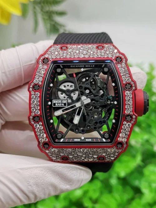 Custom RM035-02 Red NTPT PPMF 1:1 Best Edition Red Crown on Nylon Strap Custom Vaucher Movement