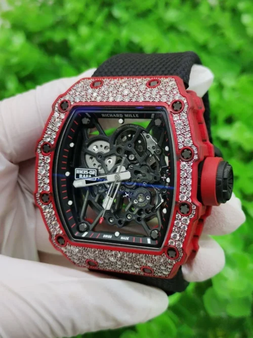 Custom RM035-02 Red NTPT PPMF 1:1 Best Edition Red Crown on Nylon Strap Custom Vaucher Movement - Image 2