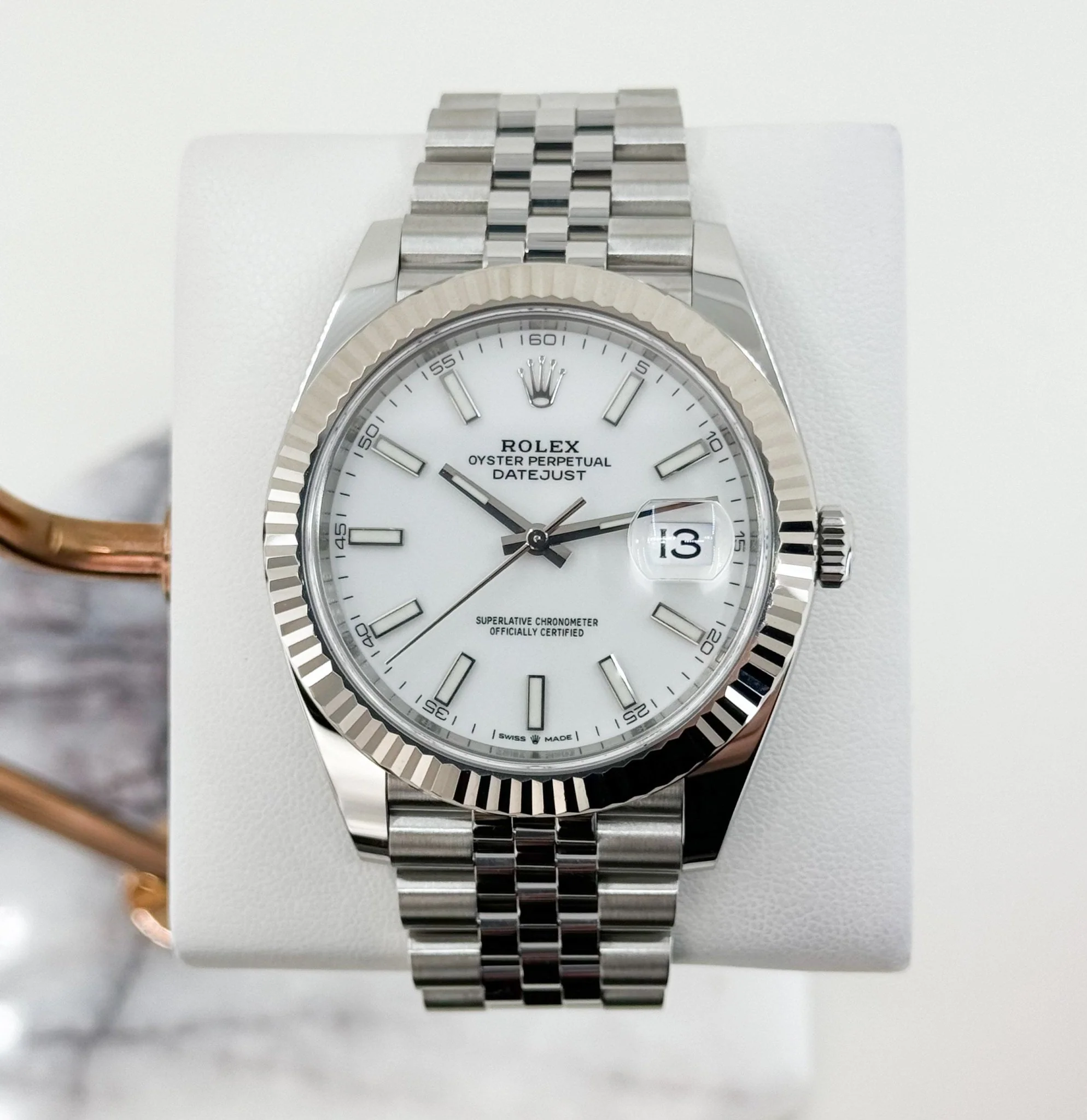 DateJust 41 126334 QF 1:1 Best Edition 904L Steel White Stick Dial on Jubilee Bracelet QF3235 (149g)
