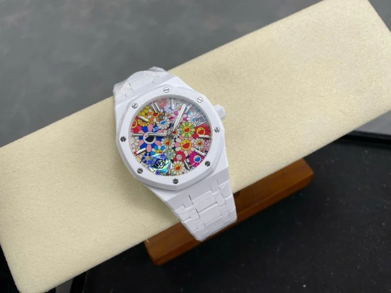 Royal Oak 15500 White Ceramic APSF 1:1 Best Edition Celebration Dial on White Ceramic Bracelet A4401