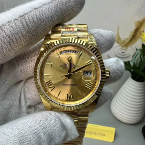 Rolex Daydate Presidential Gold Dial Roman Numerals Weighted Version CDB Super Clone