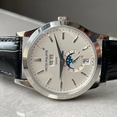 Annual Calendar Moonphase 5396 SS ZF 1:1 Best Edition White/Blue Dial on Black Leather Strap A324