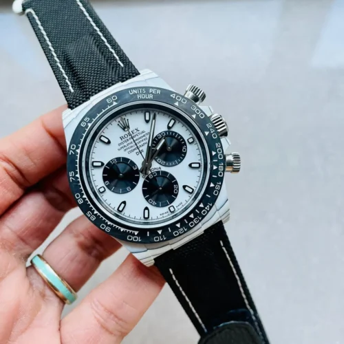 Daytona DIW PANDA White Carbon Case and Bezel Noob Best Edition White/Black Dial on Black Nylon Strap SA4130 V2