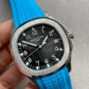 Aquanaut 5168G 42mm SS 3KF 1:1 Best Edition Black Dial on Light Blue Rubber Strap A324 V2 - Image 2