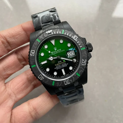 Rolex Submariner DIW “Parakeet” DLC VSF 1:1 Best Edition Black/Green Dial on DLC Bracelet VS3135