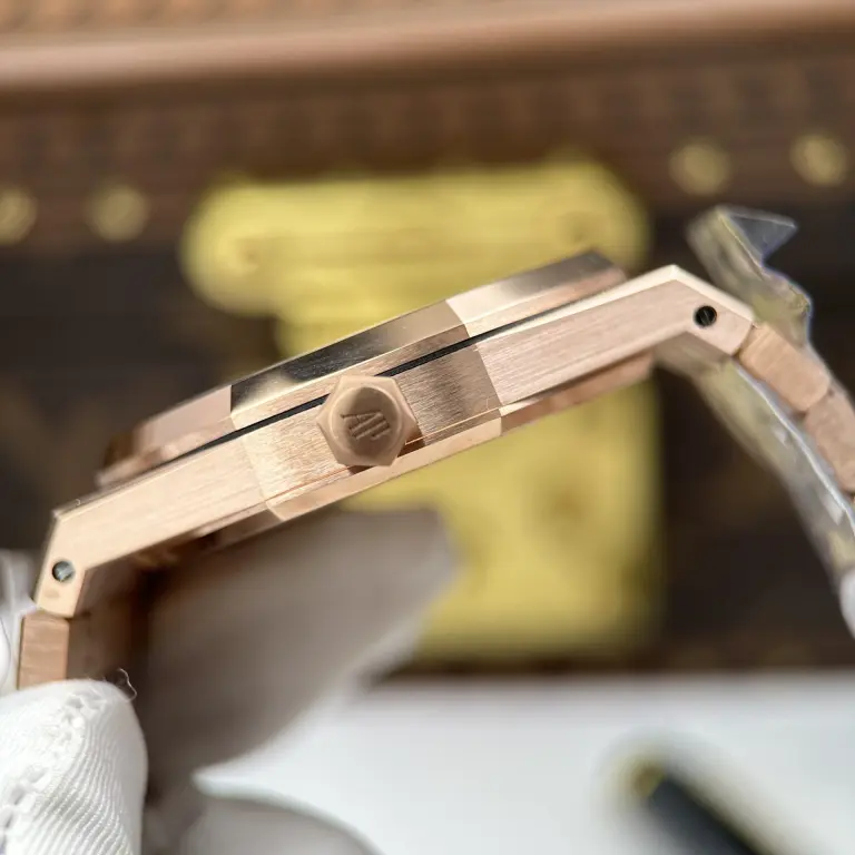 Audemars Piguet Royal Oak Openworked Frosted 15412 Case Rose Gold Bezel Stone Baguette 41mm Super Clone - Image 7
