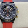 Rolex Daytona By Blaken Imitation Watch Skeleton Dial Rubber Strap Red 40mm