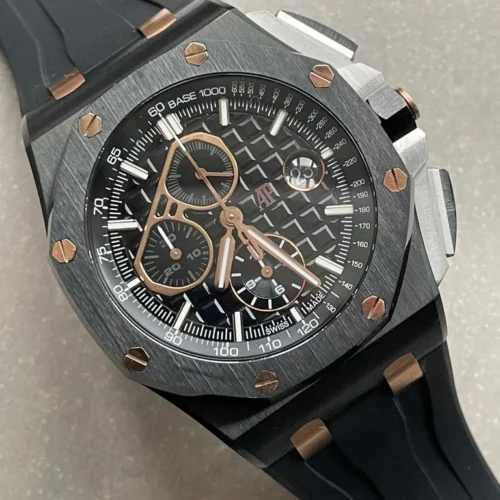 Royal Oak Offshore Chronograph CER Black Dial on Rubber Strap APF A3126 Mod