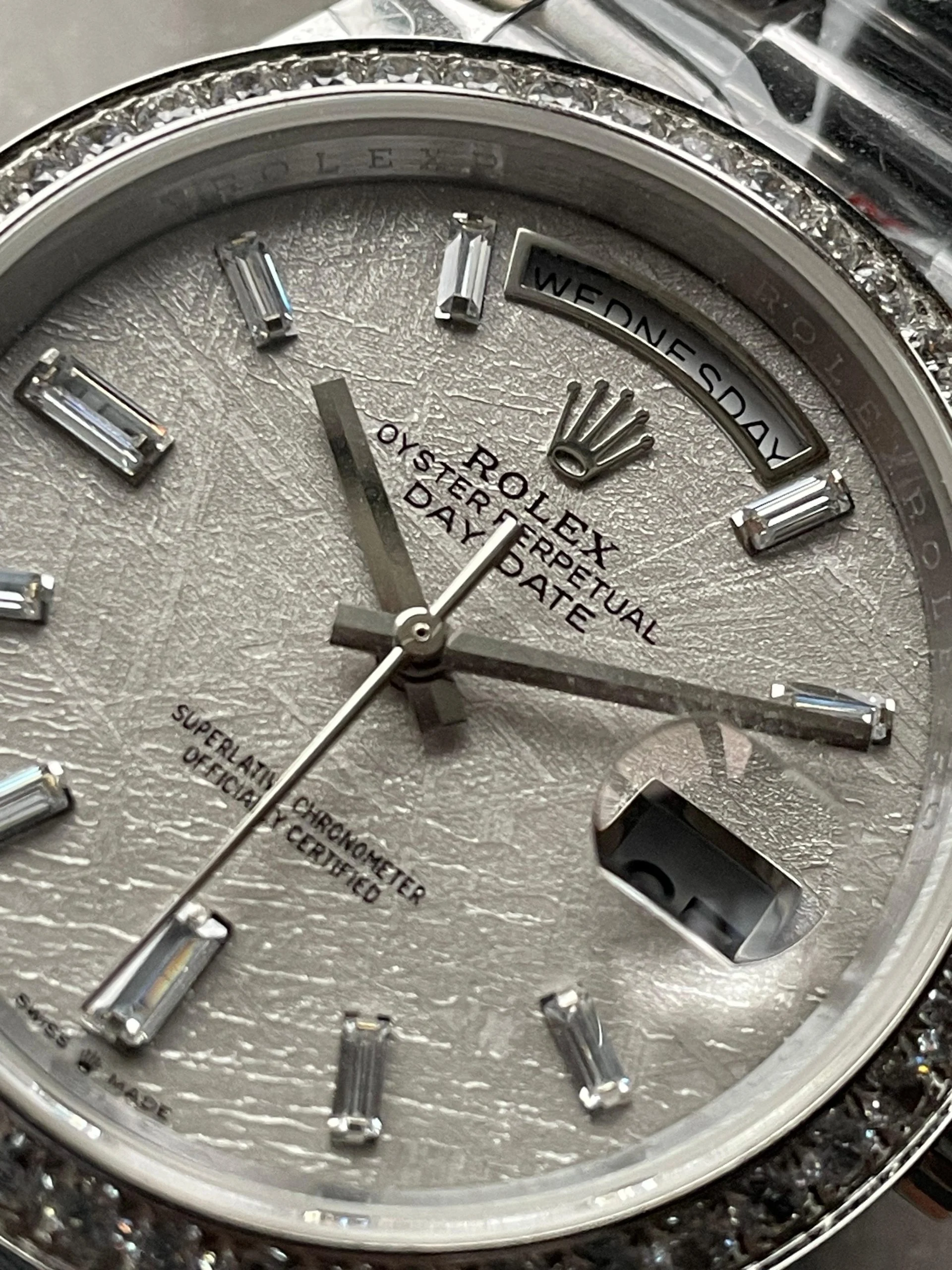 Day-Date 40mm 228349 SS Diam Bezel Meteorite Dial Diamond SS President Bracelet GSF A2836 Mod - Image 2