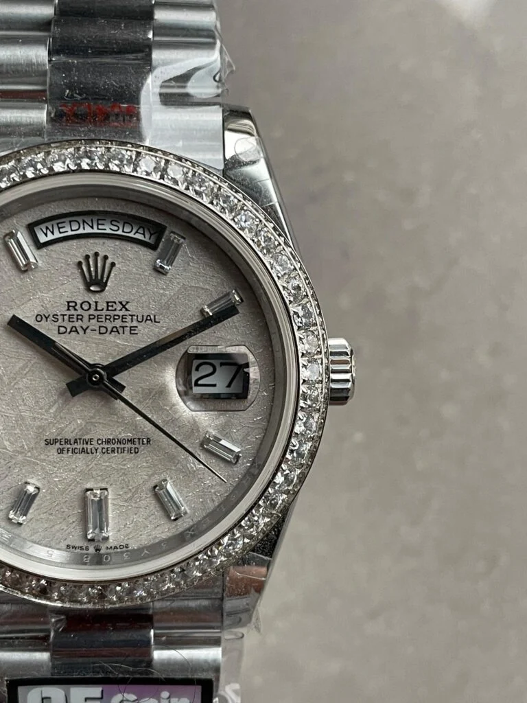 Day-Date 40mm 228349 SS Diam Bezel Meteorite Dial Diamond SS President Bracelet GSF A2836 Mod