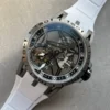 Excalibur Titanium Bezel BBR Best Edition Titanium Skeleton Dial on white rubber Strap A2136 Tourbillon V4