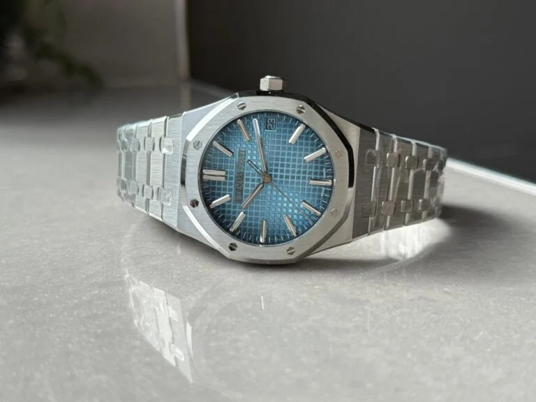 Royal Oak 41mm 15510 BC SS ZF 1:1 Best Edition Ice Blue Textured Dial on SS Bracelet SA4302 V3 - Image 4