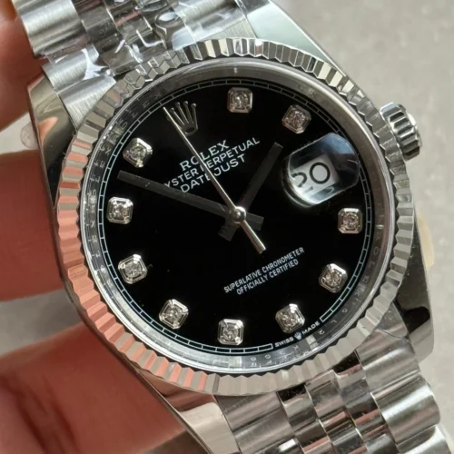 DateJust 36 SS 126233 ARF 1:1 Best Edition Black Diamonds Dial on Jubilee Bracelet SH3235