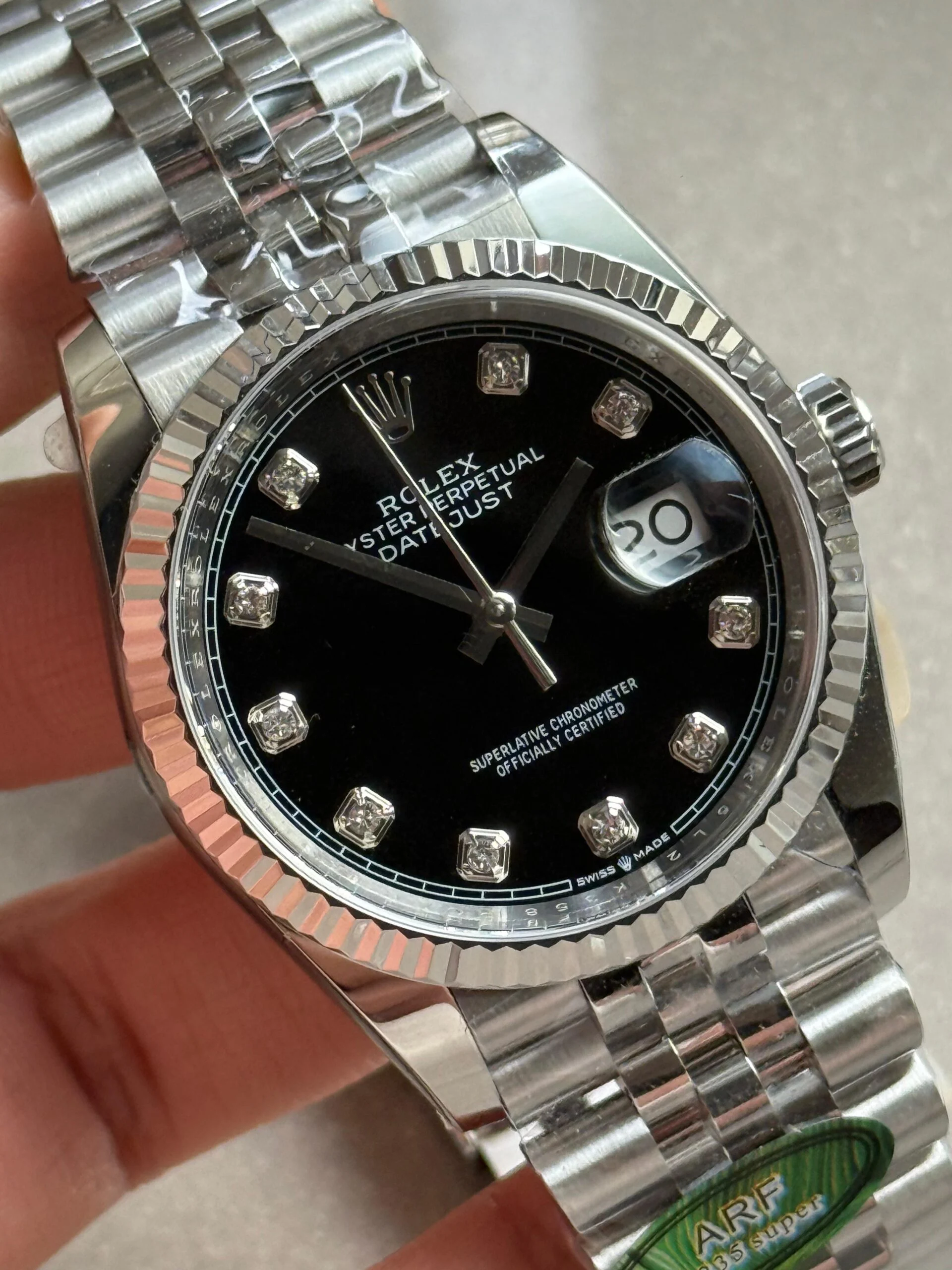 DateJust 36 SS 126233 ARF 1:1 Best Edition Black Diamonds Dial on Jubilee Bracelet SH3235