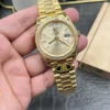 Rolex Oyster Perpetual Day-Date Watch in Yellow Gold with a Champagne President Bracelet 210g Super Clone - Image 3