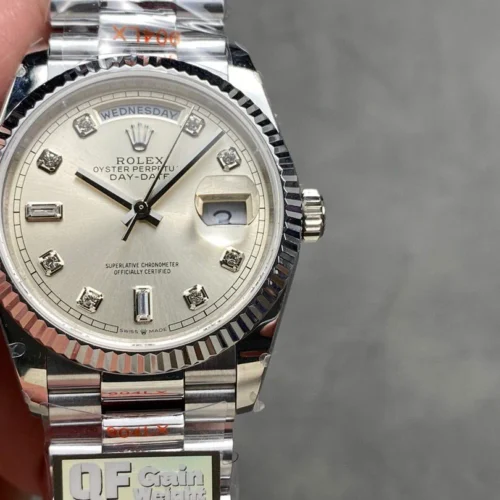 Rolex Day-Date 36 President Day-Date 118239 Silver Diamond Dial White Gold 36mm Box Super Clone