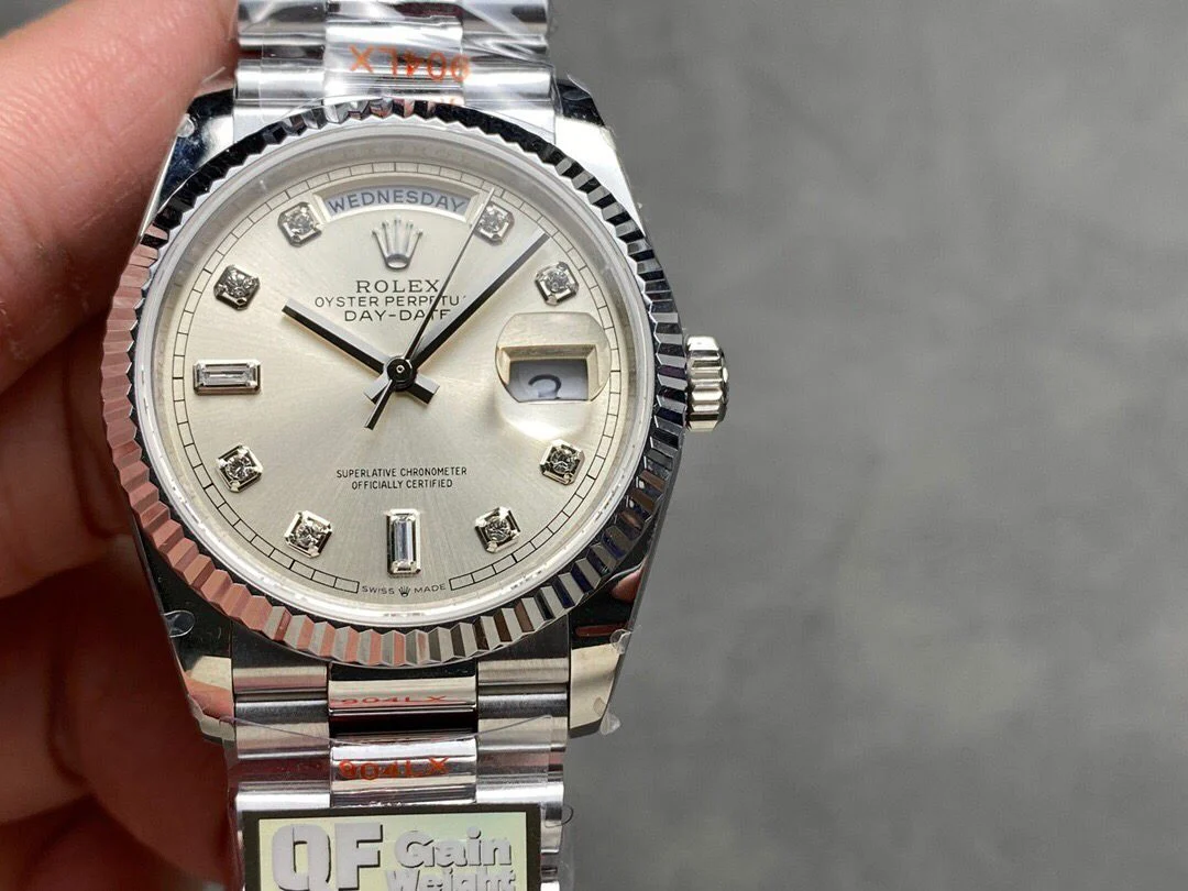 Rolex Day-Date 36 President Day-Date 118239 Silver Diamond Dial White Gold 36mm Box Super Clone
