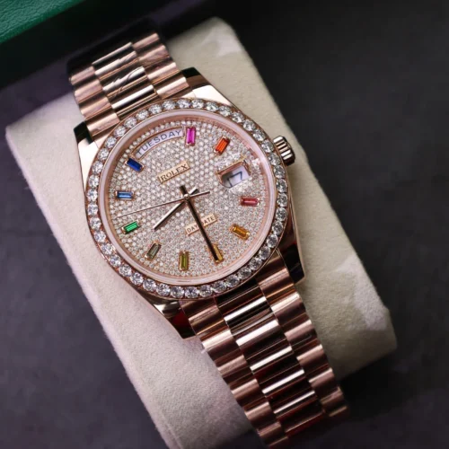 Rolex Day-Date Moissanite Diamonds and 18K Gold Wrapped Custom GM Factory 40mm Super Clone