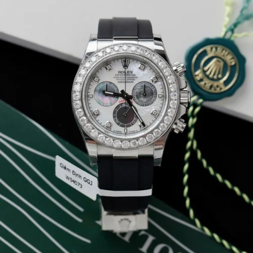 Rolex Daytona MOP Dial Number Markers and Moissanite Diamond Bezel Custom 40mm